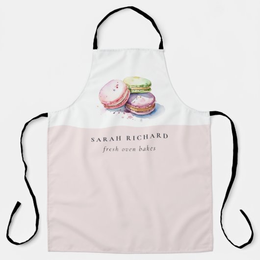 Pastel Kleurrijke Waterverf Franse Macarons Bakker Schort (Voorkant)