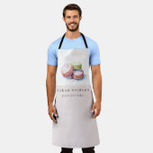 Pastel Kleurrijke Waterverf Franse Macarons Bakker Schort (Gedragen)