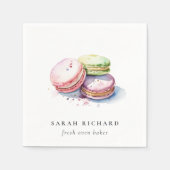 Pastel Kleurrijke Waterverf Franse Macarons Bakker Servet (Voorkant)