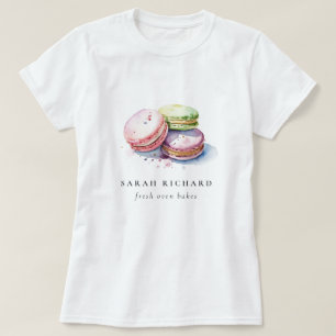 Pastel Kleurrijke Waterverf Franse Macarons Bakker T-shirt