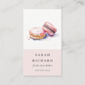 Pastel Kleurrijke Waterverf Franse Macarons Bakker Visitekaartje (Voorkant)