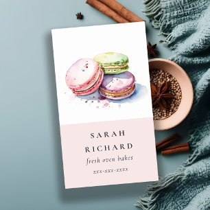 Pastel Kleurrijke Waterverf Franse Macarons Bakker Visitekaartje