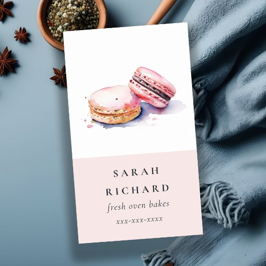 Pastel Kleurrijke Waterverf Franse Macarons Bakker Visitekaartje