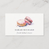 Pastel Kleurrijke Waterverf Franse Macarons Bakker Visitekaartje (Voorkant)