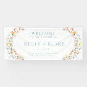 Pastel Kleurrijke Waterverf Wildflower Wedding Spandoek (Horizontaal)