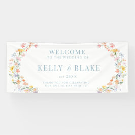 Pastel Kleurrijke Waterverf Wildflower Wedding Spandoek