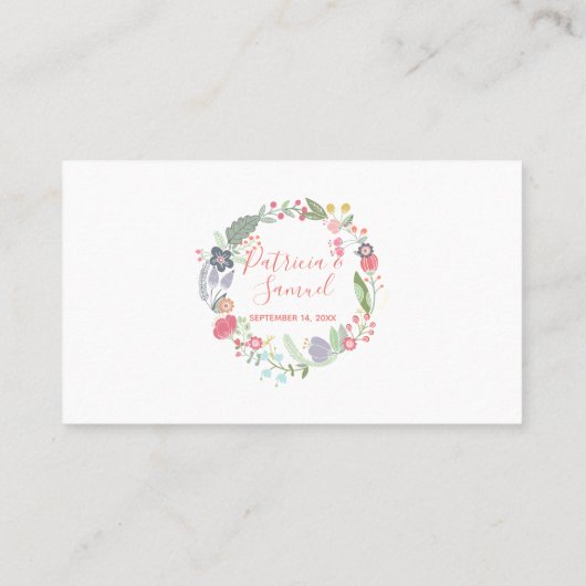Pastel kleurrijke wilde bloemen weide krans bruilo plaatskaartje (Achterkant)