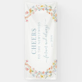 Pastel Kleurrijke Wildflower & Meadow Flower Weddi Spandoek (Verticaal)