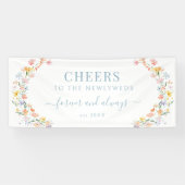Pastel Kleurrijke Wildflower & Meadow Flower Weddi Spandoek (Horizontaal)