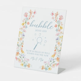 Pastel Kleurrijke Wildflower Wedding Bubble Sign Reclamebord Met Voetstuk