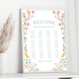 Pastel Kleurrijke Wildflower Wedding Zitting Grafi Poster