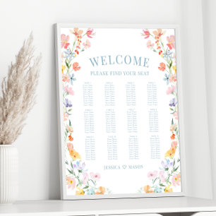 Pastel Kleurrijke Wildflower Wedding Zitting Grafi Poster