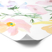 Pastel Kleurrijke Wildflower Wedding Zitting Grafi Poster (Hoek)
