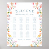 Pastel Kleurrijke Wildflower Wedding Zitting Grafi Poster (Voorkant)