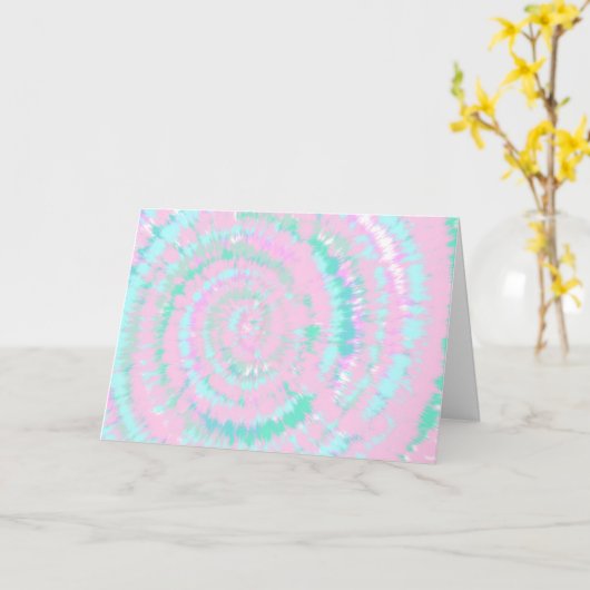 Pastel kleurstofpatroon roze Aqua Mint Groen Kaart (Gele Bloem)