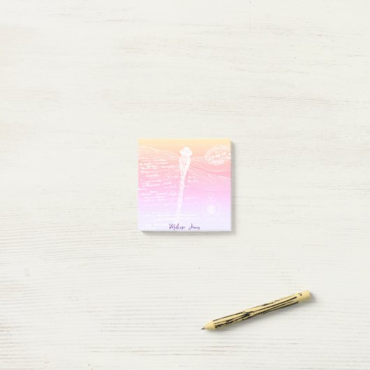 Pastel kleurverloop libel gepersonaliseerd post-it® notes (Op bureau)