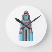 Pastel Klokkentoren: Art Deco Genot Sticker Ronde Klok (Voorkant)
