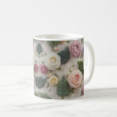 Pastel Knitted Rose Mug | Cozy Floral Sweater Text Koffiemok (Voorkant rechts)