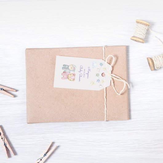 Pastel Knuffels Cute Baby Shower Monogram Cadeaulabel