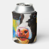 Pastel Koe Portret Modern Schilderen Blikjeskoeler (Blikje Achterkant)