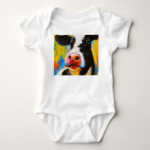 Pastel Koe Portret Modern Schilderen Romper