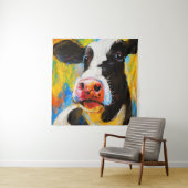 Pastel Koe Portret Modern Schilderen Wandkleed (In situ)
