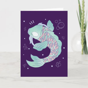 Pastel Koi Vis Whimsicale Volks Kunst Onderwater Kaart