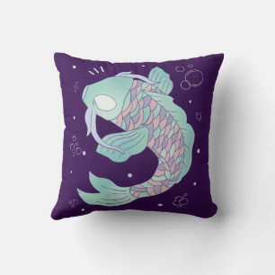 Pastel Koi Vis   Whimsicale Volks Kunst Onderwater Kussen