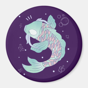 Pastel Koi Vis   Whimsicale Volks Kunst Onderwater Magneet
