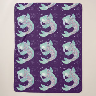 Pastel Koi Vis   Whimsicale Volks Kunst Onderwater Sherpa Deken