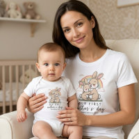 Pastel Konijn Moeder Baby Liefde Eerste Moederdag 