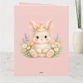 Pastel Konijn Wilde Bloem Illustratie Kaart (Achterkant)