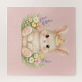 Pastel Konijn Wilde Bloem Illustratie Legpuzzel (Horizontaal)