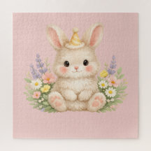 Pastel Konijn Wilde Bloem Illustratie