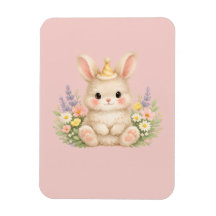 Pastel Konijn Wilde Bloem Illustratie
