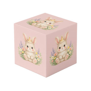 Pastel Konijn Wilde Bloem Illustratie voor een Mag Kubus