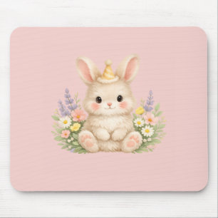 Pastel Konijn Wilde Bloem Illustratie voor een Mag Muismat
