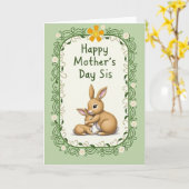 Pastel Konijnen Moeders Liefde Kaart (Gele Bloem)