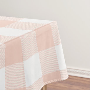 Pastel koraal en wit gingham patroon tafelkleed