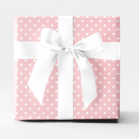 Pastel Koraal en Witte Kleine Stippen Cadeaupapier