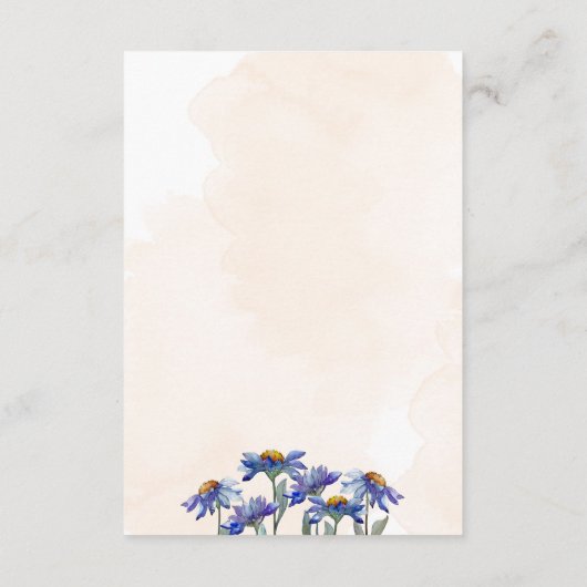 Pastel Koraal & Paarse Daisies Bruiloft Details Informatiekaartje (Achterkant)