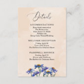 pastel koraal Paarse madeliefjes bruiloft details Informatiekaartje (Voorkant)