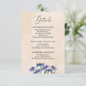  pastel koraal Paarse madeliefjes bruiloft details Informatiekaartje (Staand voorkant)