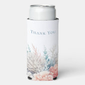 Pastel Koraal Reef-Beach Bruiloft-Dank u- Seltzer Blikjeskoeler (Seltzer Voorkant)