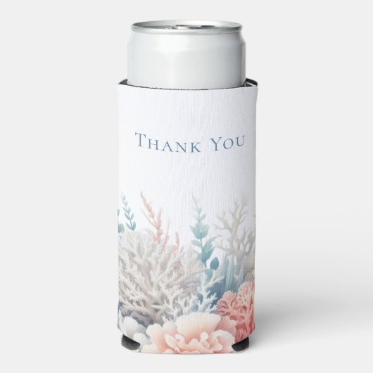 Pastel Koraal Reef-Beach Bruiloft-Dank u- Seltzer Blikjeskoeler (Seltzer Voorkant)