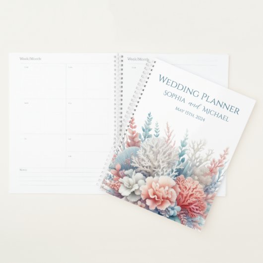 Pastel Koraal Reef-Beach Bruiloft-Planner Planner (Display)