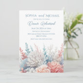 Pastel Koraal Reef-Beach Huwelijksdiner repetitie Kaart (Staand voorkant)