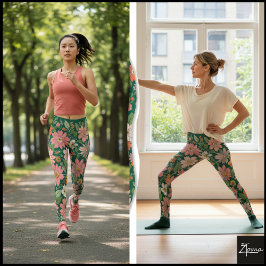Pastel Koraal Retro Bloemenda Daisy Achtergrond - Leggings