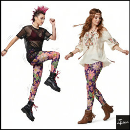 Pastel Koraal Retro Bloemenda Daisy Achtergrond - Leggings