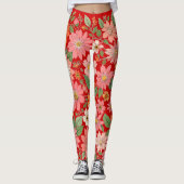Pastel Koraal Retro Bloemenda Daisy Achtergrond - Leggings (Voorkant)